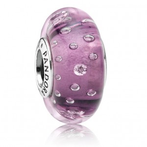 Pandora Beads-Murano Glass And Purple Fizzle-Charm Jewelry