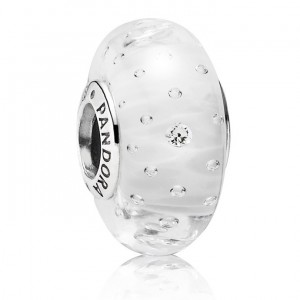 Pandora Beads-Murano Glass And White Fizzle-Charm Jewelry
