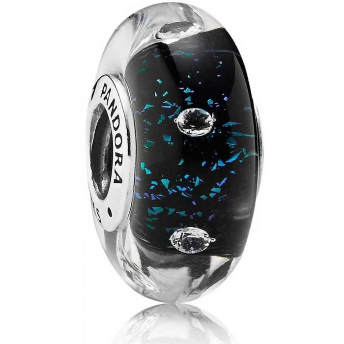 Pandora Beads-Murano Glass Midnight Blue Fizzle-Charm Jewelry