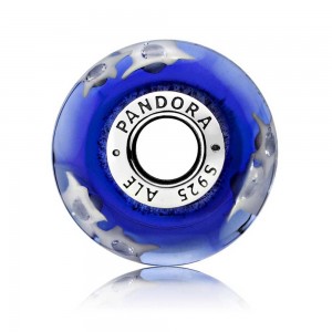 Pandora Beads-Murano Glass Night Sky Moon and Stars-Charm Jewelry
