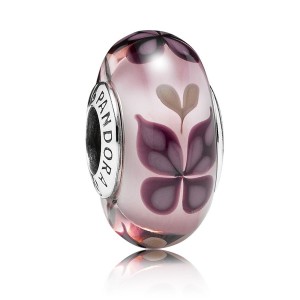 Pandora Beads-Murano Glass Pink Butterfly Butterfly-Charm Jewelry