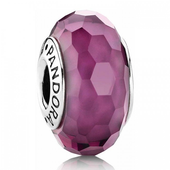 Pandora Beads-Murano Glass Purple Faceted-Charm Jewelry