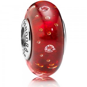 Pandora Beads-Murano Glass Red Fizzle-Charm Jewelry