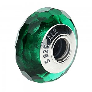 Pandora Beads-Sparkling Murano Glass Green Faceted-Charm Jewelry