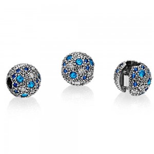 Pandora Clips-Blue Cosmic Stars-Sterling Silver Jewelry