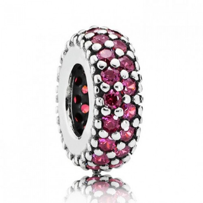 Pandora Spacers-Red-Silver Jewelry