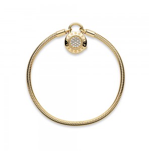 Pandora Bracelet-Smooth Shine-Signature Padlock-Clear CZ Jewelry