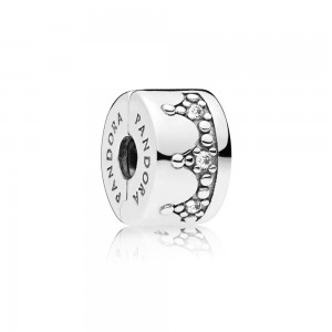 Pandora Charm-Dazzling Crown Clip-Clear CZ Jewelry