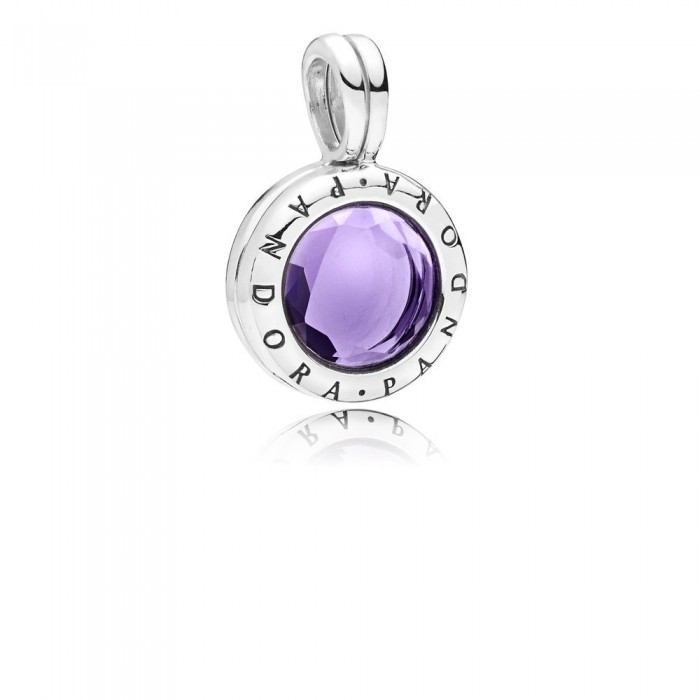 Pandora Charm-Faceted Locket Dangle-Synthetic Amethyst Jewelry
