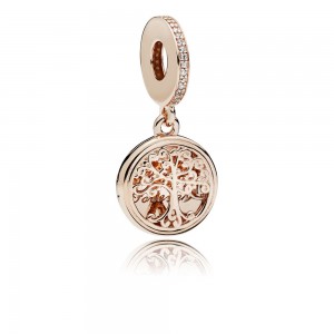 Pandora Charm-Family Roots Dangle-Rose-Clear CZ Jewelry