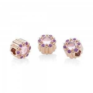 Pandora Charm-Heraldic Radiance-Rose-Pink-Purple Crystals Jewelry