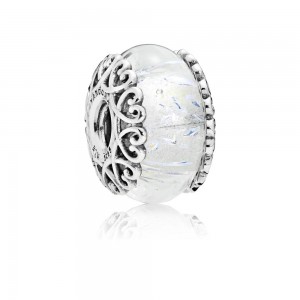 Pandora Charm-Iridescent White Glass Jewelry