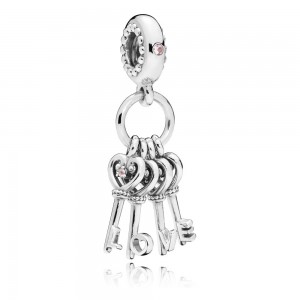 Pandora Charm-Keys of Love Dangle-Red CZ-Multi-Colored Crystals Jewelry