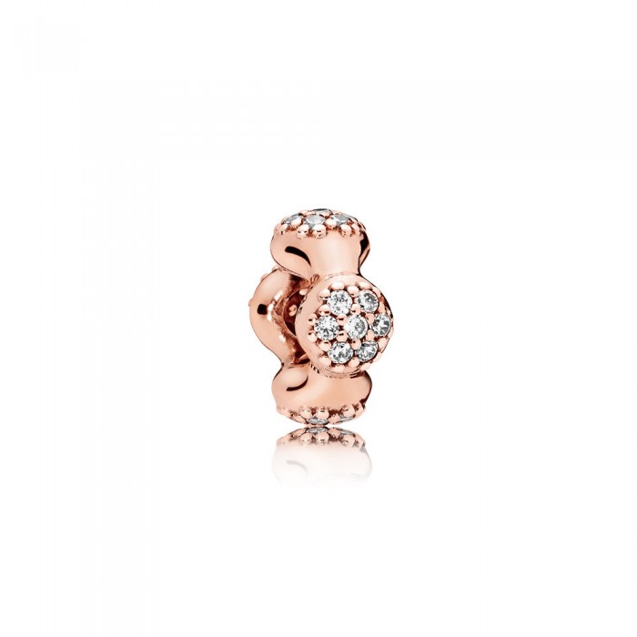 Pandora Charm-Modern LovePods Spacer-Rose-Clear CZ Jewelry