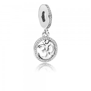 Pandora Charm-Om Symbol Dangle-Clear CZ Jewelry
