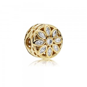 Pandora Charm-Opulent Flower-14K Gold-Clear CZ Jewelry