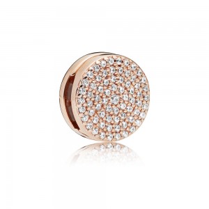 Pandora Charm-Reflexions Dazzling Elegance Clip-Rose-Clear CZ Jewelry