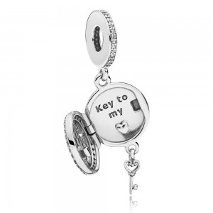 Pandora Charm-Regal Love Key Dangle-Clear CZ Jewelry