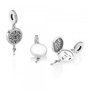 Pandora Charm-Regal Love Key Dangle-Clear CZ Jewelry