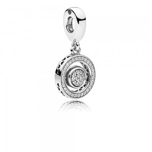 Pandora Charm-Spinning Signature Dangle-Clear CZ Jewelry