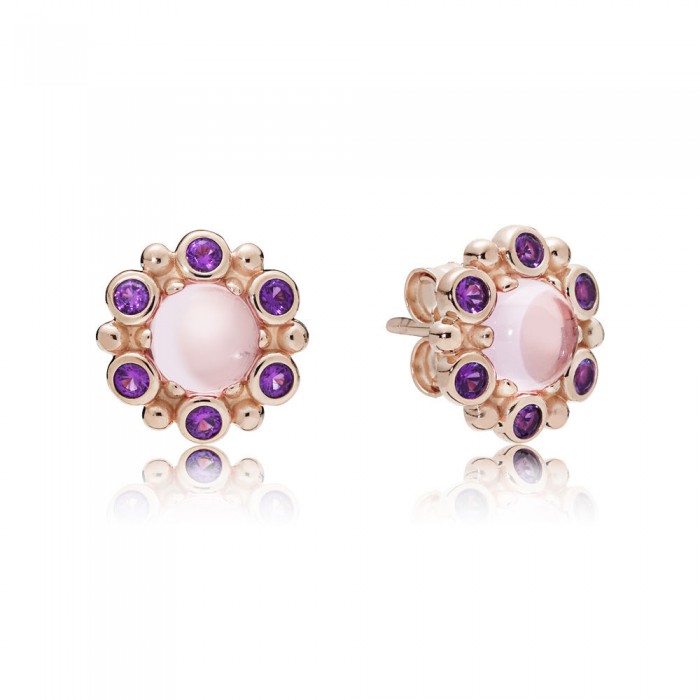 Pandora Earring-Heraldic Radiance-Rose Pink-Purple Crystals Jewelry