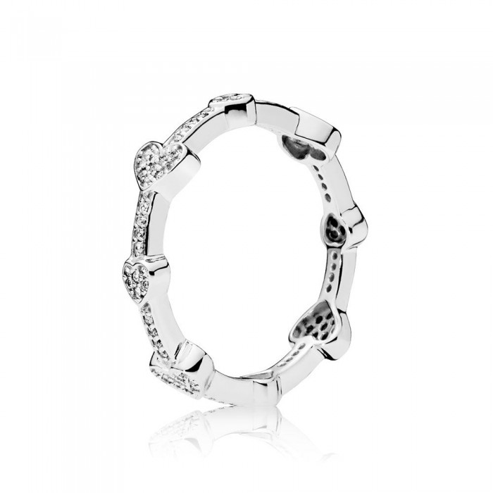 Pandora Ring-Allu Hearts-Clear CZ Jewelry