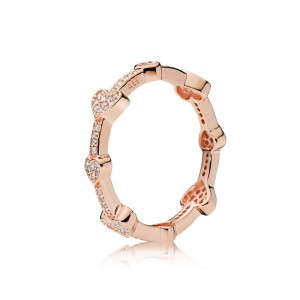 Pandora Ring-Allu Hearts-Rose-Clear CZ Jewelry