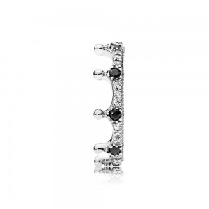 Pandora Ring-Enchanted Crown-Clear CZ-Black Crystals Jewelry