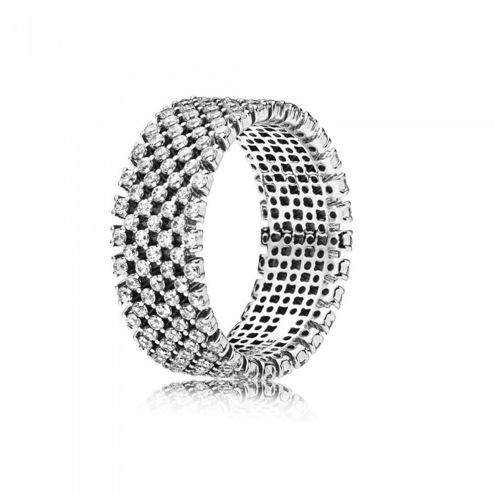 Pandora Ring-Heraldic Check-Clear CZ Jewelry