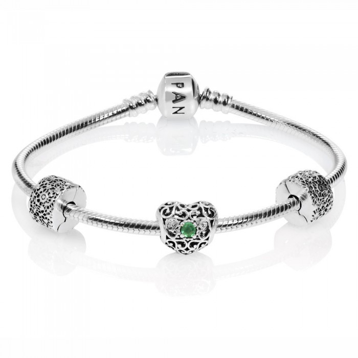 Pandora Bracelet-May Birthstone Birthstone Complete-Silver Ot Jewelry