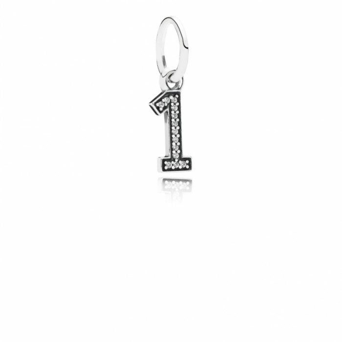 Pandora Charm-Number 1 Dangle-Clear CZ Jewelry