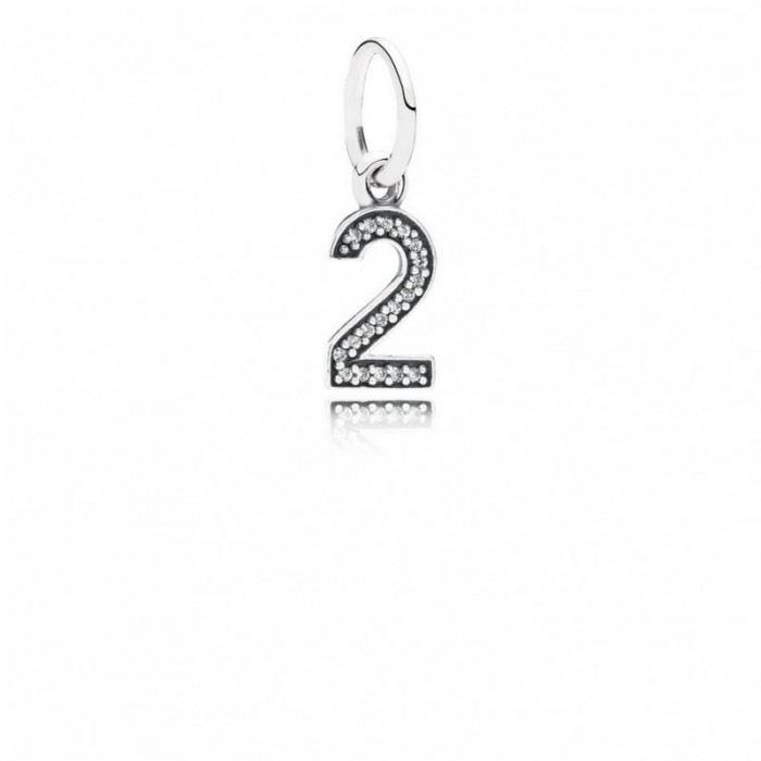 Pandora Charm-Number 2 Dangle-Clear CZ Jewelry