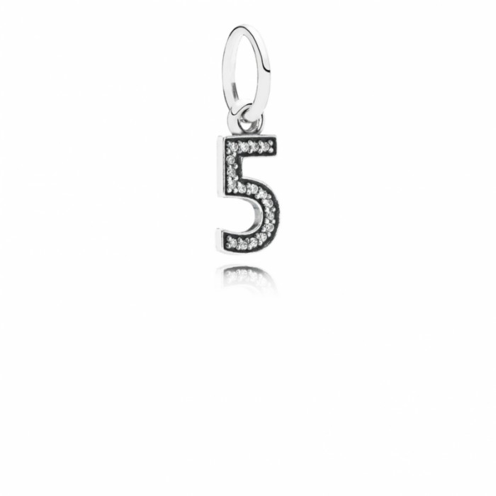Pandora Charm-Number 5 Dangle-Clear CZ Jewelry