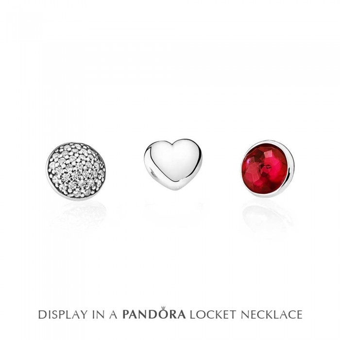 Pandora Charm-Petite Memories July Synthetic Ruby Birthstone Locket Jewelry