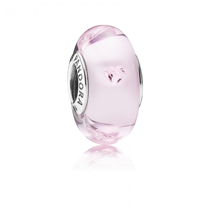 Pandora Charm-Pink Hearts-Murano Glass Pink CZ Jewelry