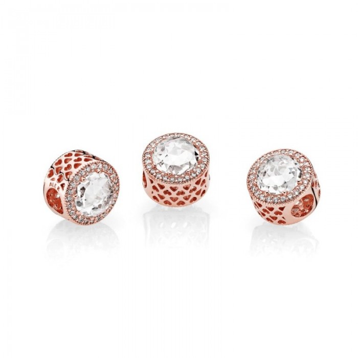 Pandora Charm-Radiant Hearts-Rose Clear CZ Jewelry