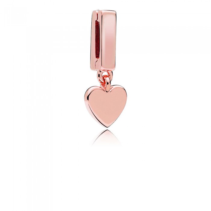 Pandora Charm-Reflexions Floating Heart Clip-Rose Jewelry