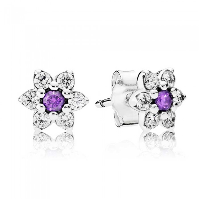 Pandora Earring-Forget Me Not Floral Stud-CZ Jewelry