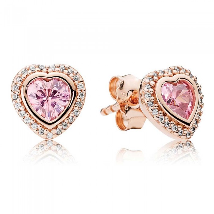 Pandora Earring-Pink Love Stud-Rose Gold Jewelry