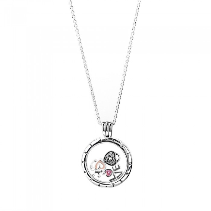Pandora Necklace-Petite Memories Medium Loving Hearts Love Locket Jewelry