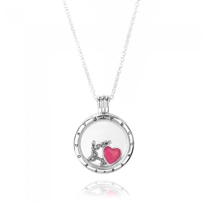 Pandora Necklace-Silver Petite Memories Struck By Love Locket Jewelry