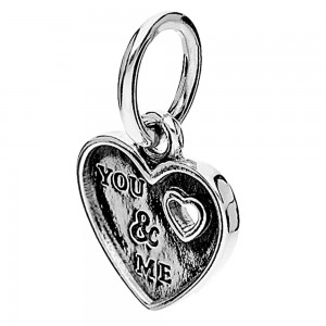 Pandora Necklace-You And Me' Heart Dropper Love Pendant Jewelry