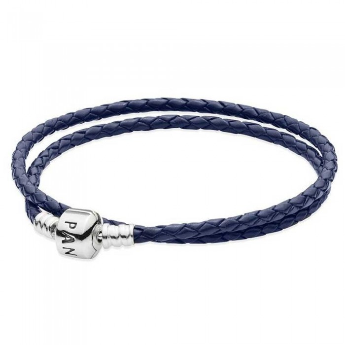 Pandora Bracelet-And Dark Blue Double-Leather Jewelry