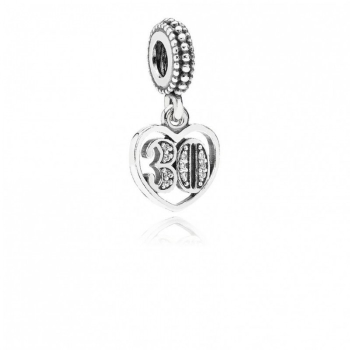 Pandora Charm-30 Years Love Dangle-Clear CZ Jewelry