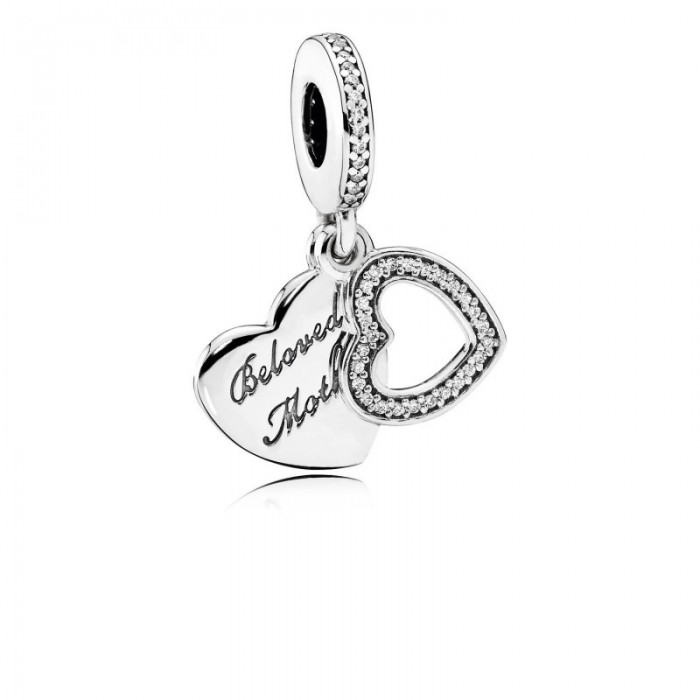 Pandora Charm-Beloved Mother Dangle-Clear CZ Jewelry