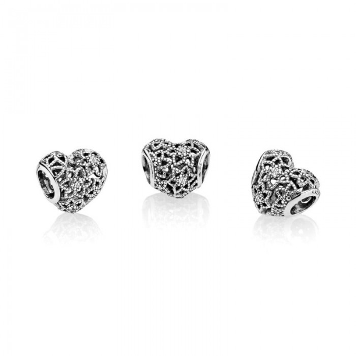 Pandora Charm-Blooming Heart-Clear CZ Jewelry