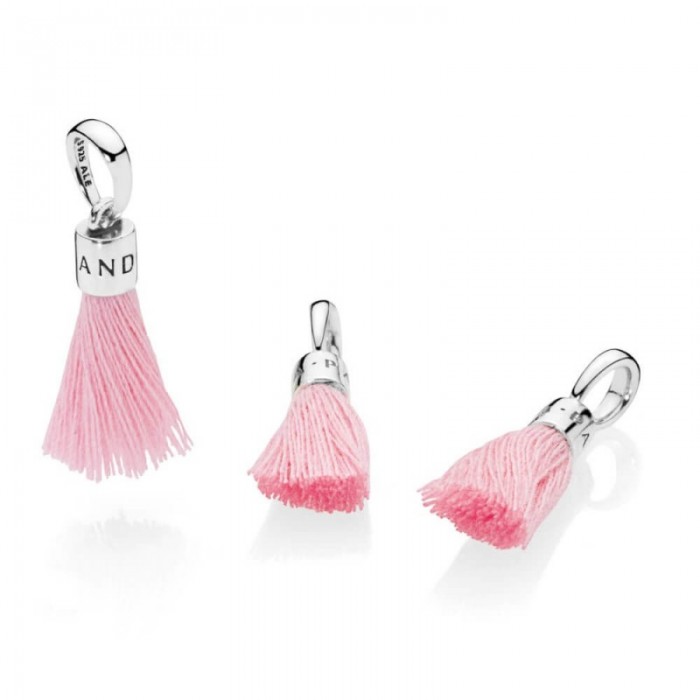 Pandora Charm-Bright Pink Fabric Tassel Dangle Jewelry