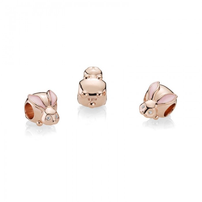 Pandora Charm-Cute Bunny-Rose Jewelry