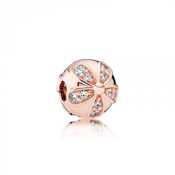 Pandora Charm-Dazzling Daisies Clip-Rose Clear CZ Jewelry