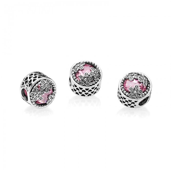 Pandora Charm-Dazzling Daisy Meadow-Pink Clear CZ Jewelry